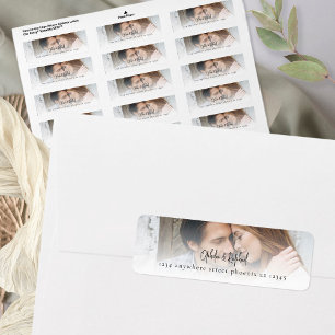 Photo Overlay Modern Script Return Address Wedding