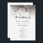 Photo Overlay Modern Script Wedding Program<br><div class="desc">Photo Overlay Modern Script Wedding Program. Modern minimalist style with your photo to the top edge behind a graduated tint layer with the text partially overlaid on top of your image at the bottom. The main header is in a stylish bold set script and the rest of the text you...</div>