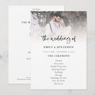 Photo Overlay Modern Script Wedding Program