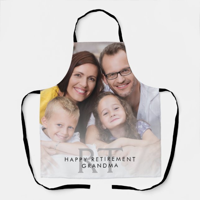 Photo Overlay Monogram Happy Retirement Grandma  Apron (Front)