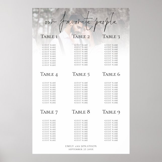 Photo Overlay Printable Wedding Seating Chart (Front)