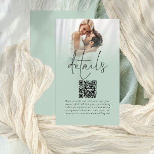 Photo Overlay Script QR Code Sage Wedding Details  Enclosure Card
