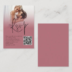 Photo Overlay Script QR Rose Gold Wedding RSVP Enclosure Card