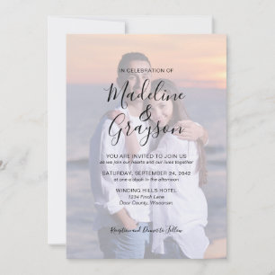 Photo Overlay Script Typography Wedding Invitation