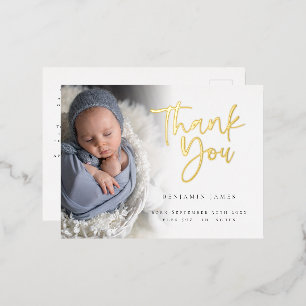Photo Overlay Thank You BIrth Announcement Foil