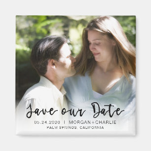 Photo Overlay Typography Save the Date Magnet