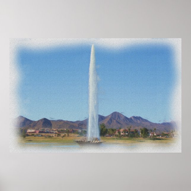 Photo painting of Fountain in Fountain Hills, Az Poster (Front)