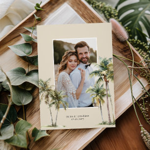 Photo Palm Tree Wedding Coastal Thank You Card