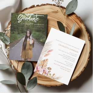 Photo Pampas Grass Graduation Party Invitation