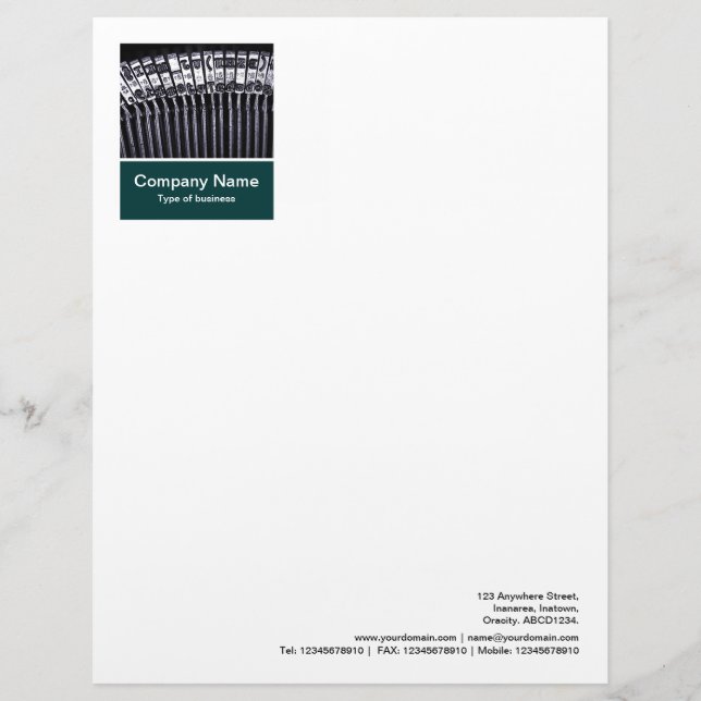 Photo Panel - Dark Green - Typewriter Letterhead (Front)