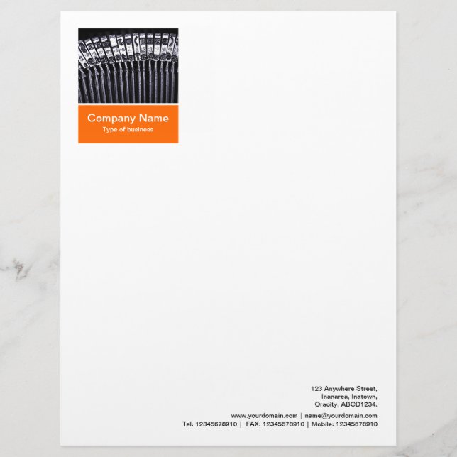 Photo Panel - Orange - Typewriter Letterhead (Front)
