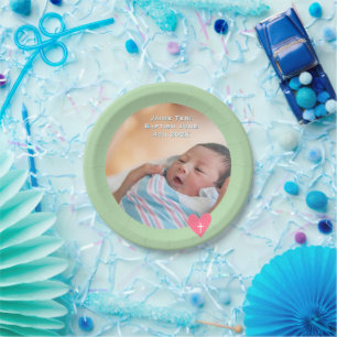 Photo Paper Plate Baptism Green Shower