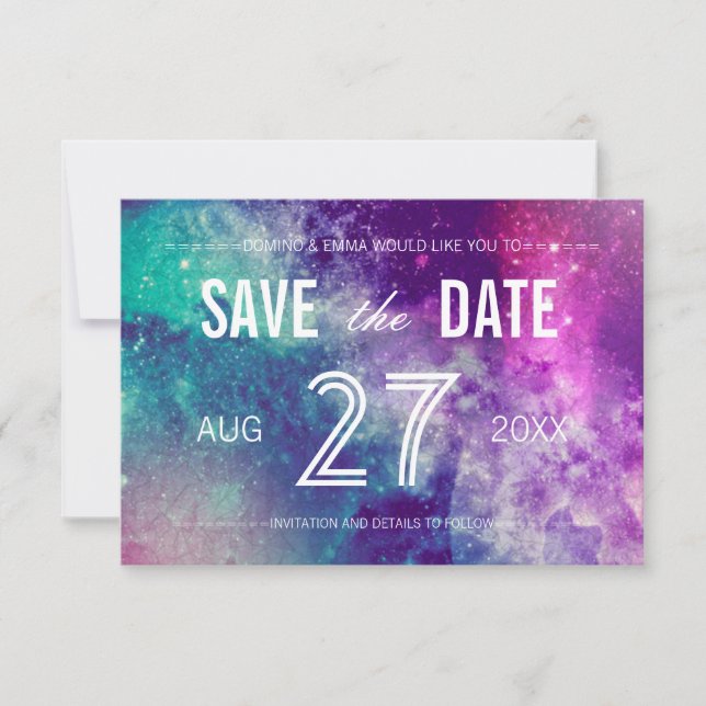 Photo Pastel Galaxy Save the Date Cards (Front)