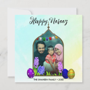 Photo Pastel Mint Flower Colourful Egg Happy Noroo Holiday Card