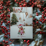 Photo Patchwork Christmas Tree Preppy Holiday Card<br><div class="desc">Celebrate the holidays with preppy charm and cozy handmade flair. This festive design features a patchwork Christmas tree made of quilted patterns, snowflakes, and a Santa hat — blending nostalgia with modern holiday style. Perfect for Christmas parties, family gatherings, or festive soirées with a touch of homespun warmth. Easily customize...</div>