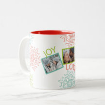 Photo Peace Loy Joy Snowflake Gift Mug