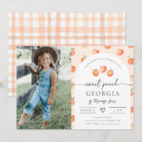 Photo Peach Anniversaire Invitation | Poche douce
