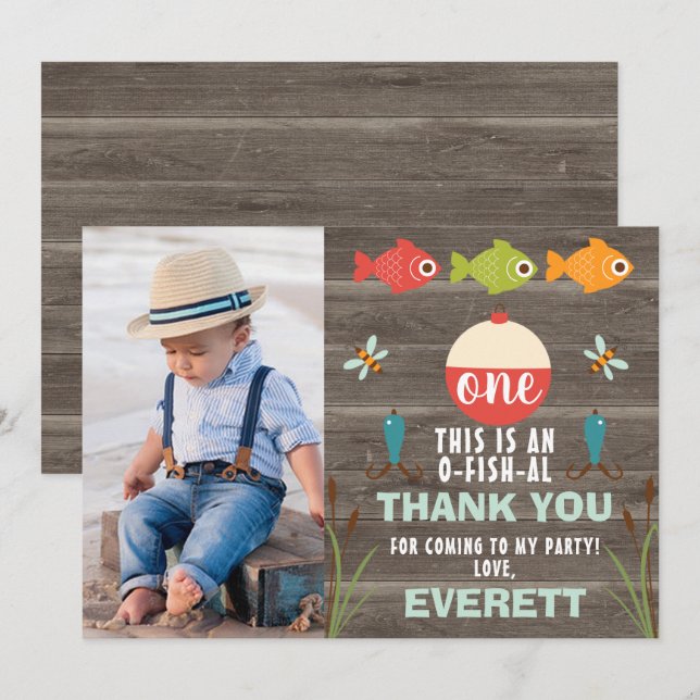 Photo Pêche à thème Anniversaire Carte de remercie (Devant / Derrière)