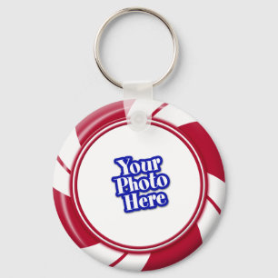 Photo Peppermint Swirl Stripe Candy Keychain