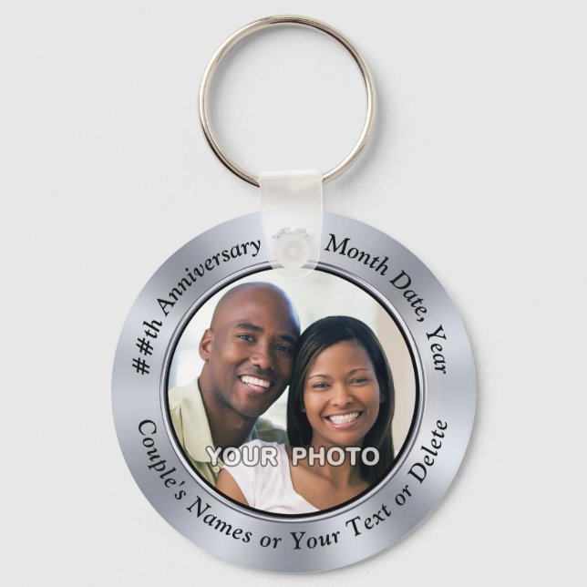 Photo Personalize 10 Year Anniversary Party Favour Keychain (Front)