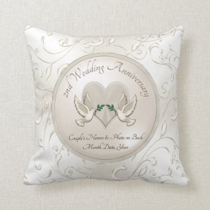 Photo Personalize Cotton Gifts for 2nd Anniversary Throw Pillow