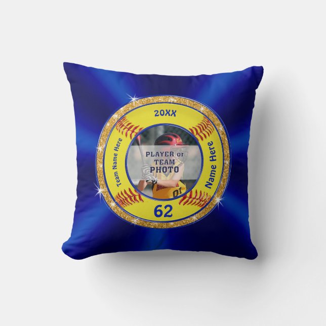 Photo Personalize Softball Senior Night Gift Ideas Throw Pillow (Front)