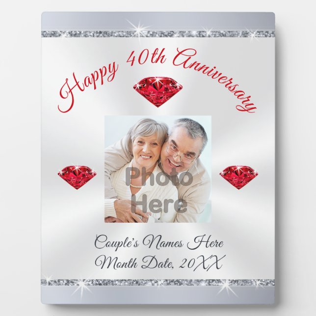 Photo Personalized 40 Years of Marriage Gift Plaque (Front)