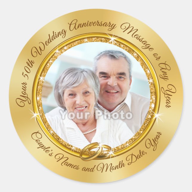 Photo Personalized 50th Anniversary Envelope Seals (Front)