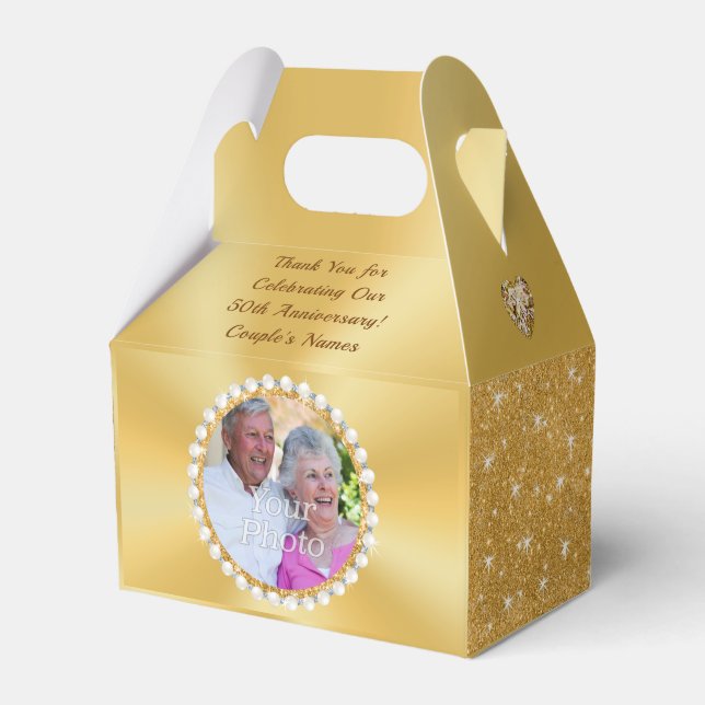 Photo Personalized, 50th Anniversary Favour Boxes (Front Side)