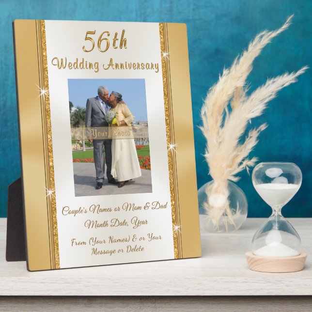 Photo Personalized 56th Wedding Anniversary Gift Plaque (Side)