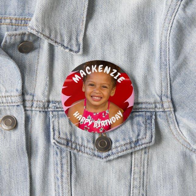 Photo Personalized Birthday 3 Inch Round Button (In Situ)