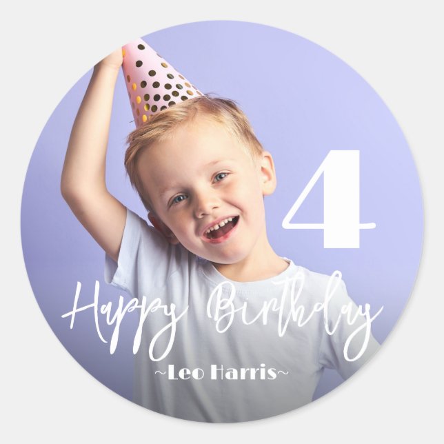 Photo Personalized Birthday Classic Round Sticker (Front)