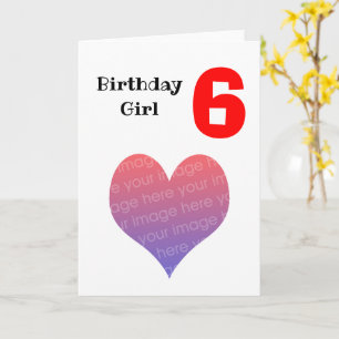 Photo personalized birthday girl (age 6) card