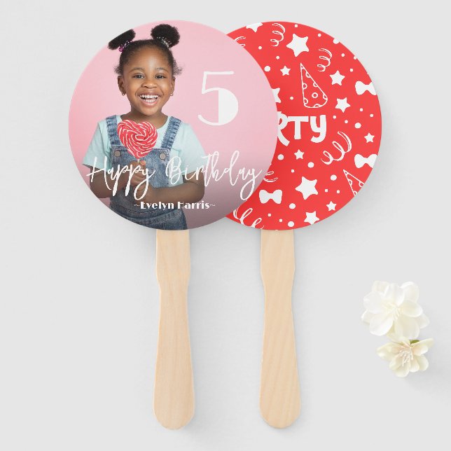 Photo Personalized Birthday Hand Fan (Front and Back)