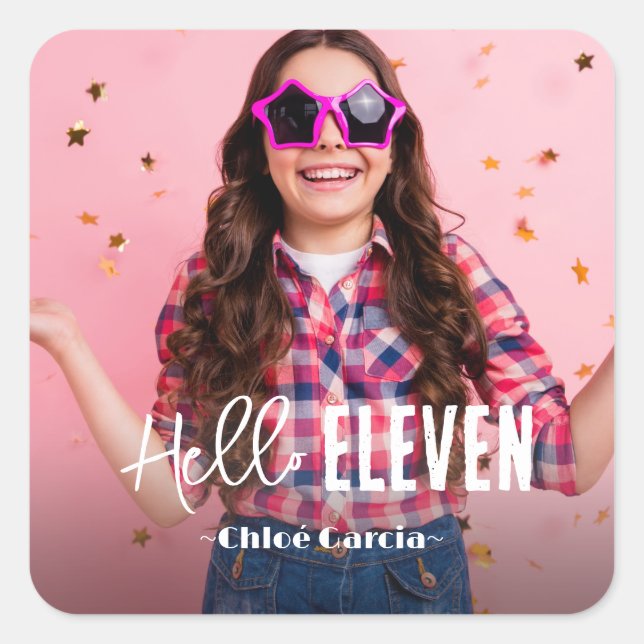 Photo Personalized Birthday Square Sticker (Front)