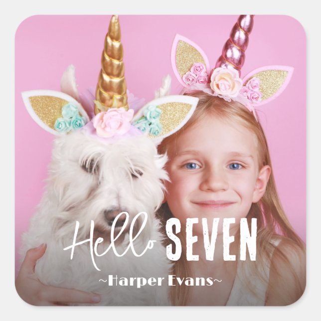 Photo Personalized Birthday Square Sticker (Front)