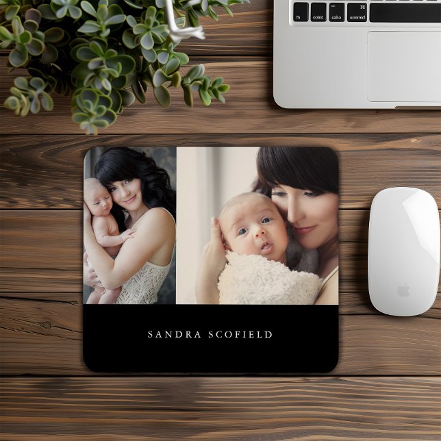Photo Personalized Black White Simple Mouse Pad (Creator Uploaded)