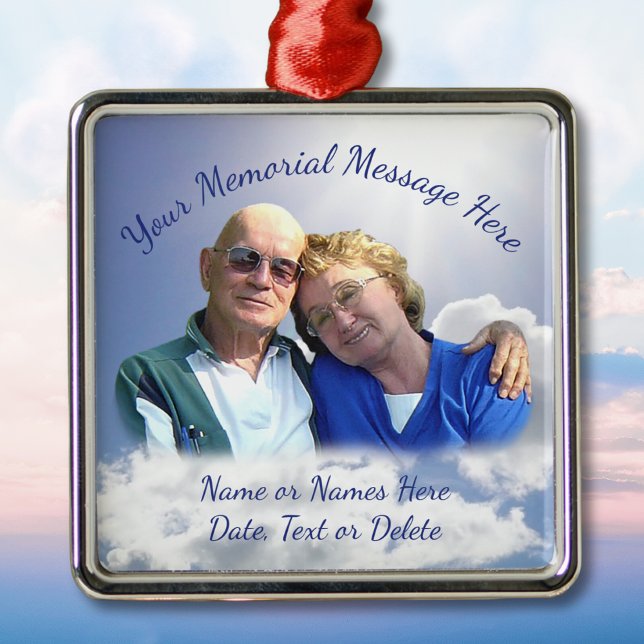 Photo Personalized Christmas in Heaven Ornament (Memorial Christmas Ornaments for Dad. Memorial christmas ornament with picture, of parents, mom, dad)