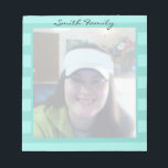 Photo Personalized Family Name Notepad<br><div class="desc">One square photo upload. Easy to use template. Just type in your own family name to make it your own. Colour Stripe design with other colours available. Great for custom office,  school,  or personal stationery.</div>