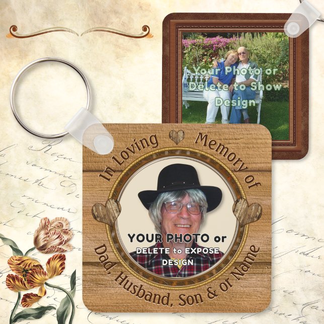 Photo Personalized Funeral Favours. Cheap Memorial Keychain (Funeral keepsakes for guests with 1 or 2 Photos or delete. Memorial keychains. Photo memory gifts.)