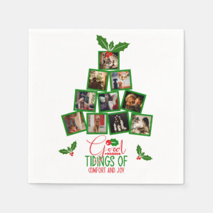 Photo Personalized Green Christmas Napkin