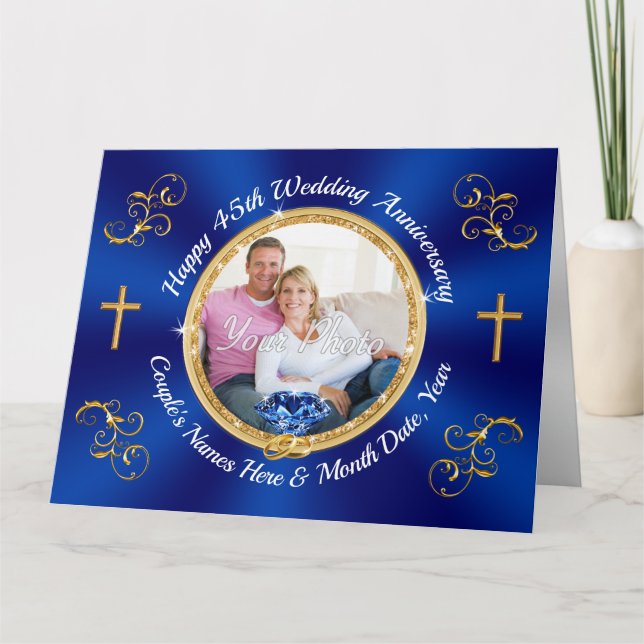 PHOTO Personalized Happy, 45th Anniversary Cards (Front)