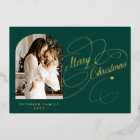 Photo personalized Merry Christmas script gold