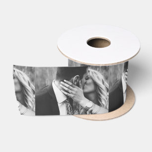Photo Personalized Modern Wedding Engagement  Satin Ribbon