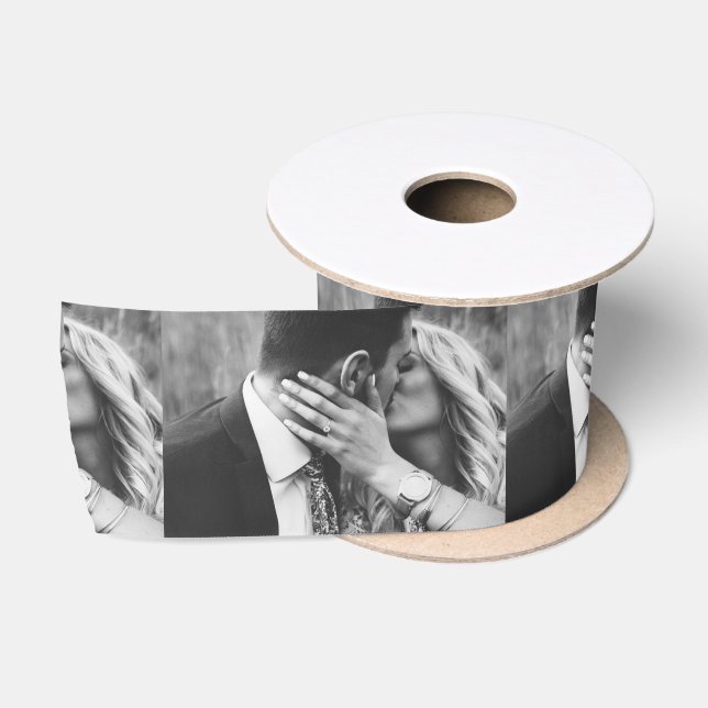 Photo Personalized Modern Wedding Engagement  Satin Ribbon (Spool)