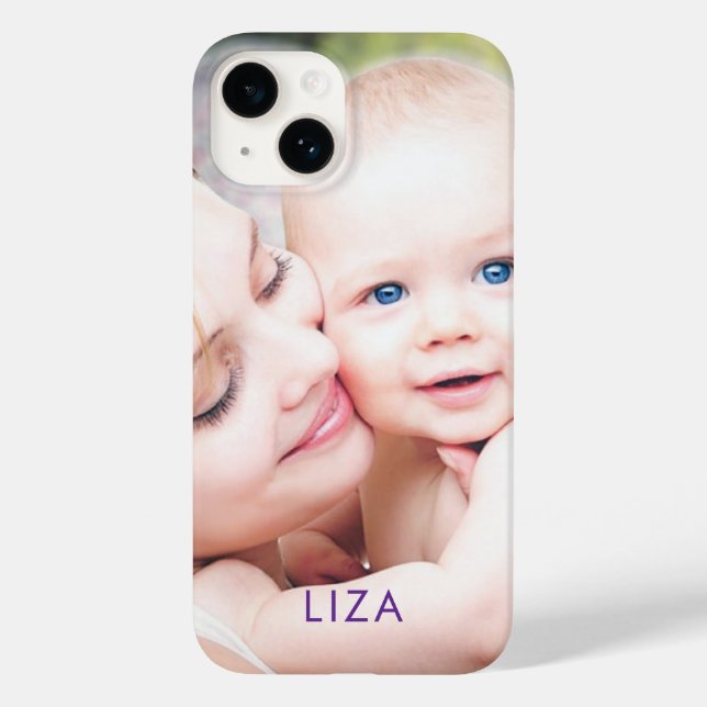 Photo Personalized Name Custom Simplistic Modern Case-Mate iPhone Case (Back)