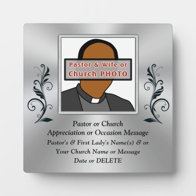 Photo Personalized, Pastor Appreciation Gifts,  Plaque (Front)