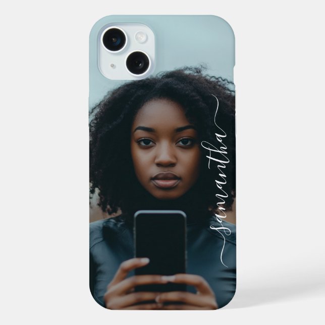 Photo Personalized Script name iPhone Case (Back)