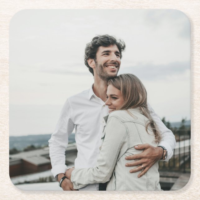 Photo Personalized Square Paper Coaster (Front)
