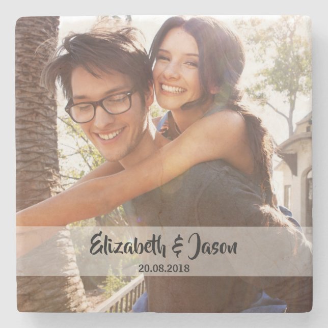 Photo Personalized Square Stone Coaster (Front)